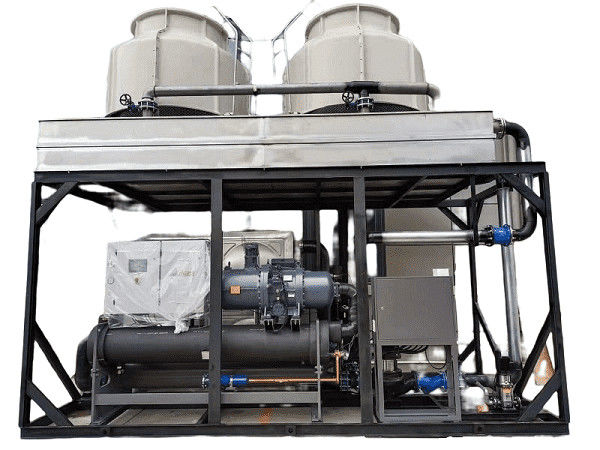 Chiller à basse température à vis refroidi à l'eau de 100 chevaux avec double compresseur Hanbell pour machine de moulage par injection