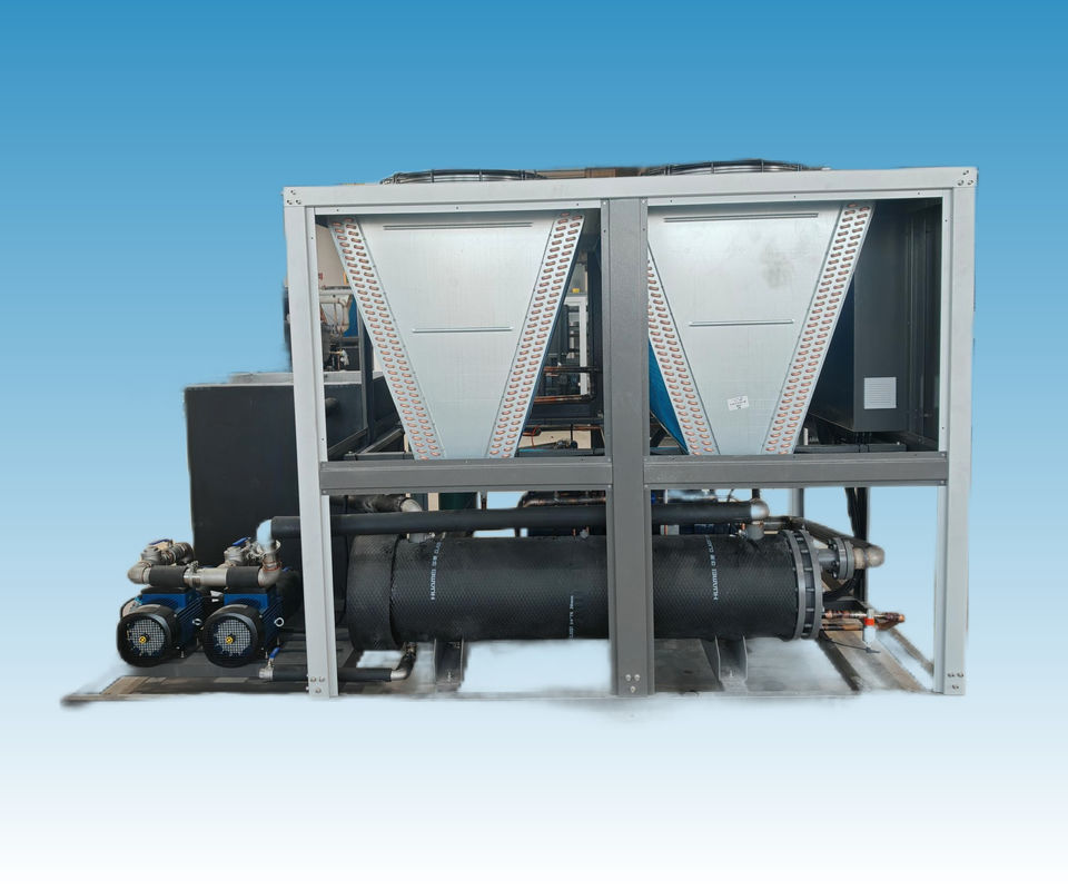 Adoption d'un système de refroidissement écologique pour la récupération des déchets de chaleur pour l'industrie chimique et la production de batteries au lithium Économie d'énergie Condensateur de tubes de cuivre fin refroidi à l'air avec réfrigérant R410A